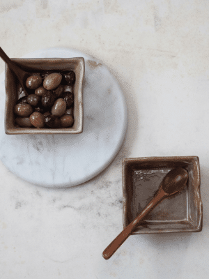 Be Made Hays, KS. Stoneware Bowls with Wood Spoons Set of 2 Reactive Glaze