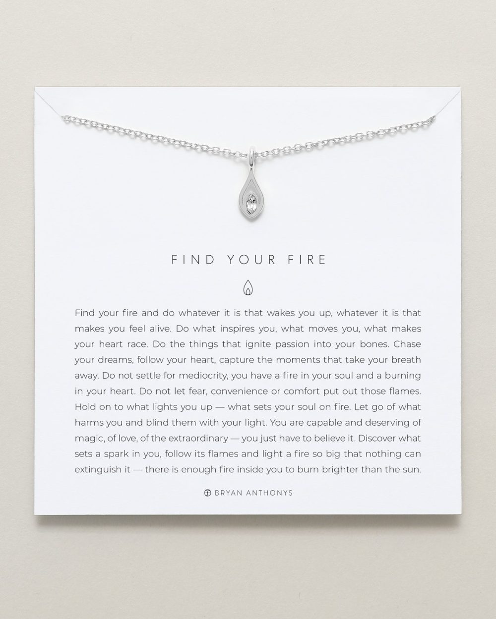 Be Made Hays, KS. Find Your Fire Small Diamond Necklace in Silver Finish by Bryan Anthonys