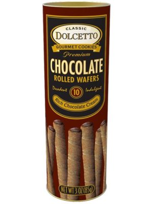 Be Made Hays, KS. Dolcetto Wafer Rolls Cookie Chocolate Flavor Holiday