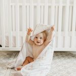 Be Made Hays, KS. Premium Knit Hooded Towel Kids Copper Pearl in Coral Mermaid