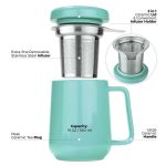 Be Made Hays, KS. Ceramic Tea Mug with Stainless Steel Infuser in Aqua / Turquoise