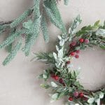 Be Made Hays, KS. Frosted Faux Leaves and Red Berries 16" Pick or 12" Wreath Christmas