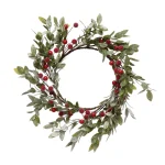 Be Made Hays, KS. Frosted Faux Leaves and Red Berries 16" Pick or 12" Wreath Christmas