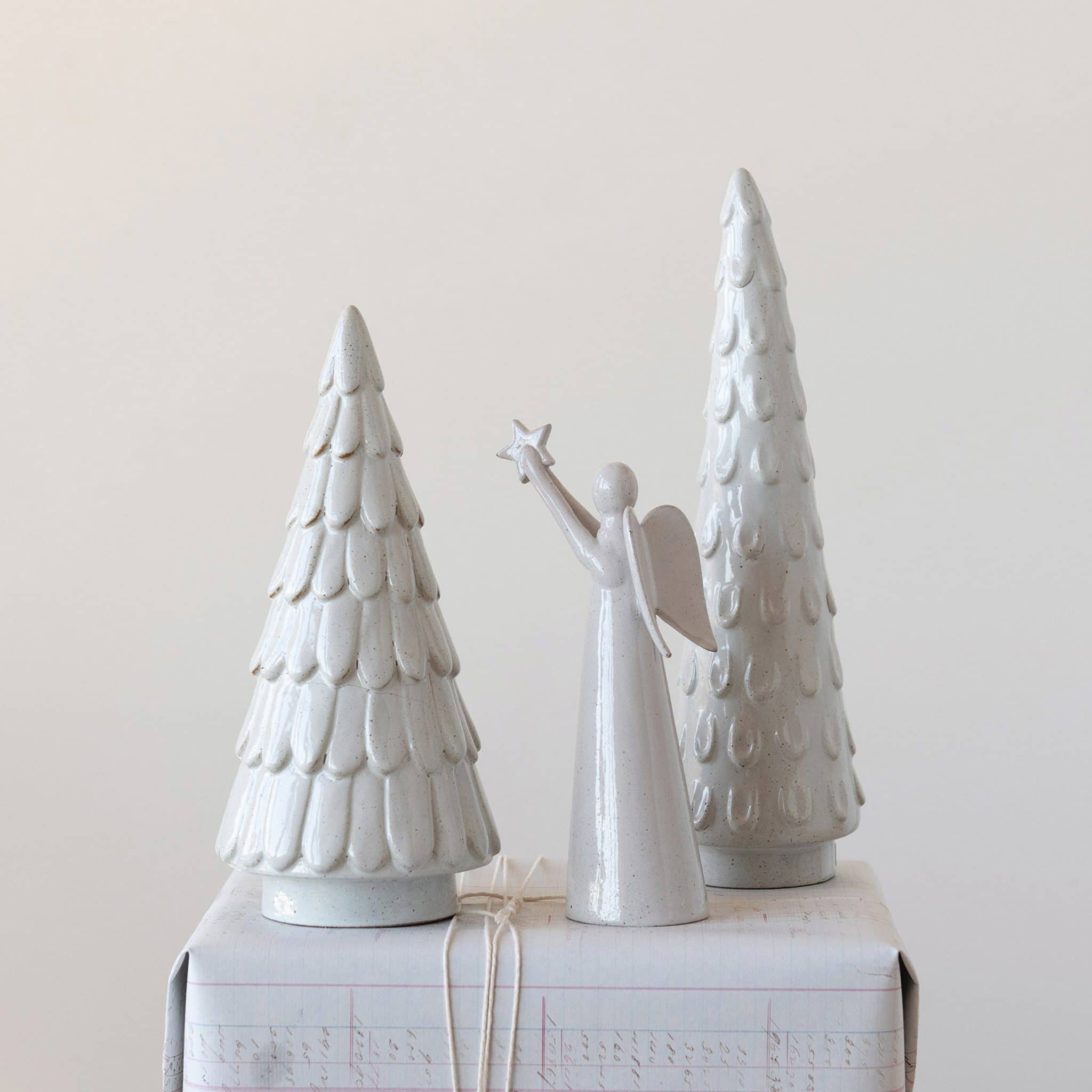 White Ceramic Tree with Gold Star