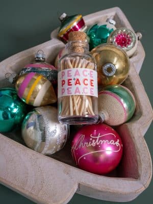 Christmas Peace bottled matches in light pink