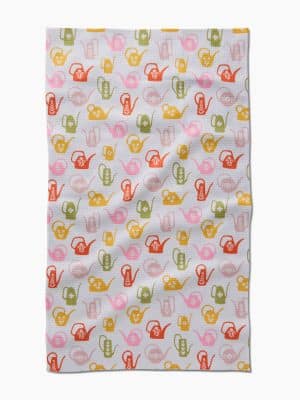 Retro Watering Cans Tea Towel flat-lay