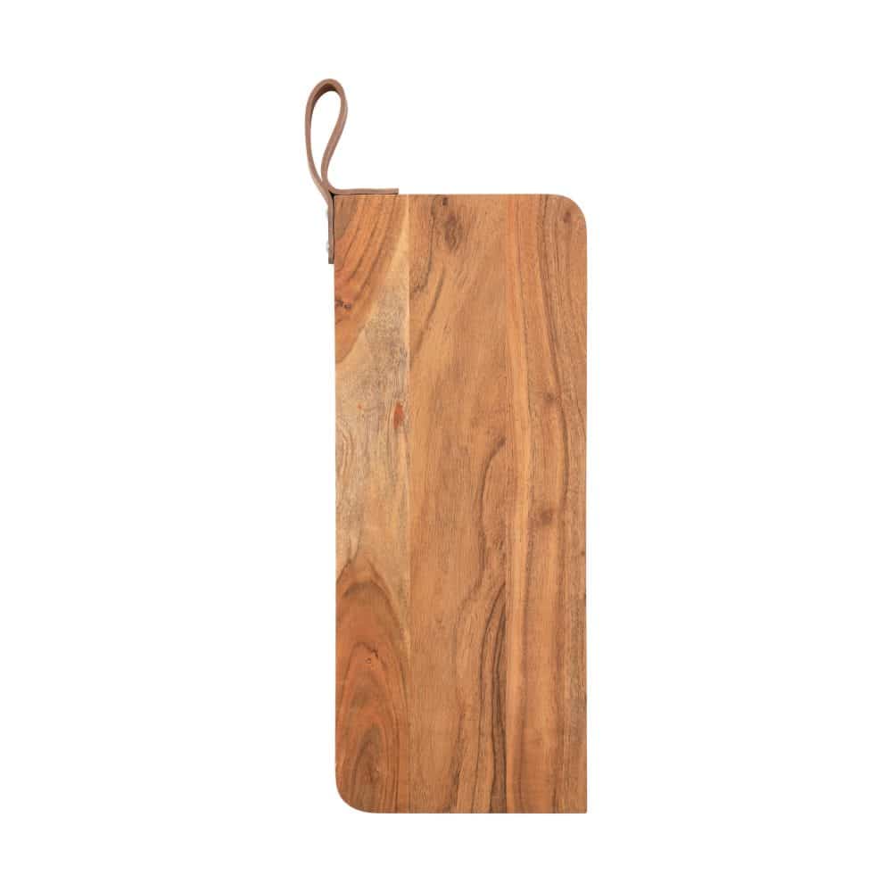 Be Made Hays, KS. Acacia Wood Cheese/Cutting Board w/ Leather Strap 20" Long