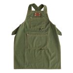 Be Made Hays, KS. 32"L x 28"W Cotton Canvas Cross Back Apron w/ Pockets & Rivets, Green