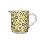 Be Made Hays, KS. 7-3/4"L x 4-1/2"W x 6"H 32 oz. Stoneware Pitcher w/ Wax Relief Yellow Floral