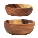 Be Made Hays, KS. 8" Round x 3"H & 7" Round x 1-1/4"H Acacia Wood Bowls, Set of 2