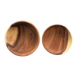 Be Made Hays, KS. 8" Round x 3"H & 7" Round x 1-1/4"H Acacia Wood Bowls, Set of 2