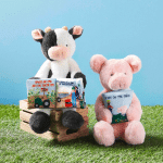 Be Made Hays, KS. Stuffed Animal Pig and Book Set Cow