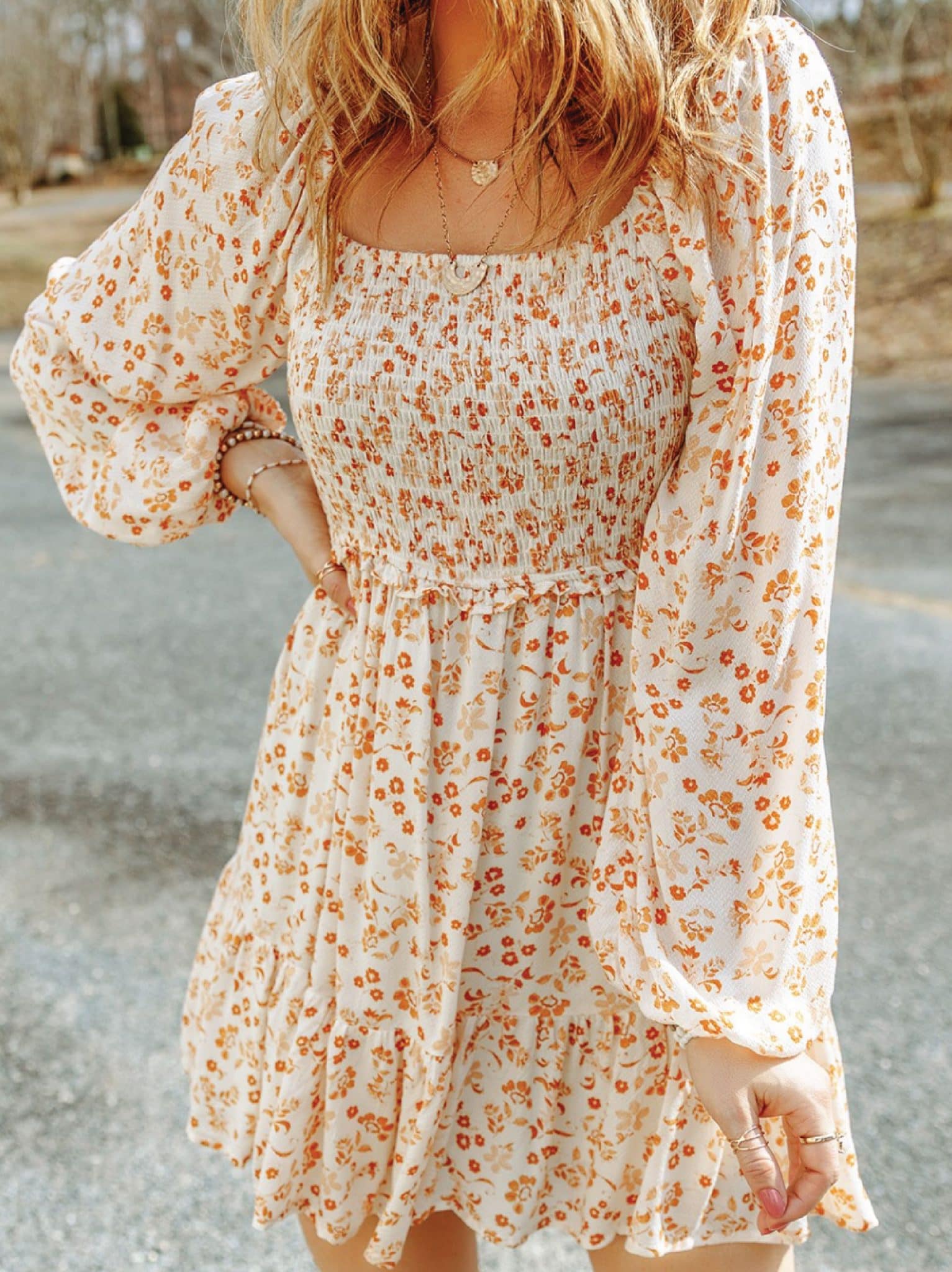 Boho Neutral Floral Mini Dress Be Made